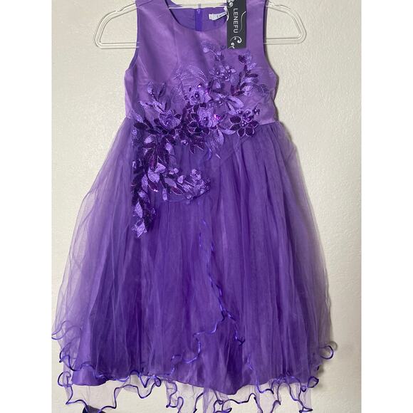Flower Girl Dress Formal Dress Floral Embroidered Tulle Satin Dress Size 8-9 - Picture 1 of 7